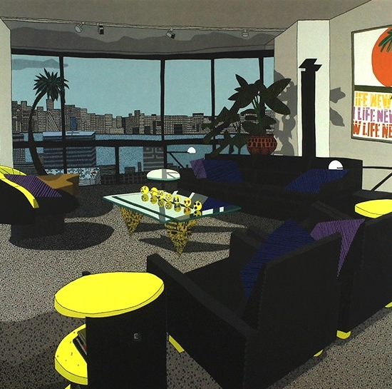 ジョナス・ウッドの絵画作品　タイトルは、Jersey City　Apartment
